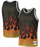 Lakers 34 Shaquille O'Neal Black 1996-97 Hardwood Classics Flames Swingman Jersey Dzhi,baseball caps,new era cap wholesale,wholesale hats
